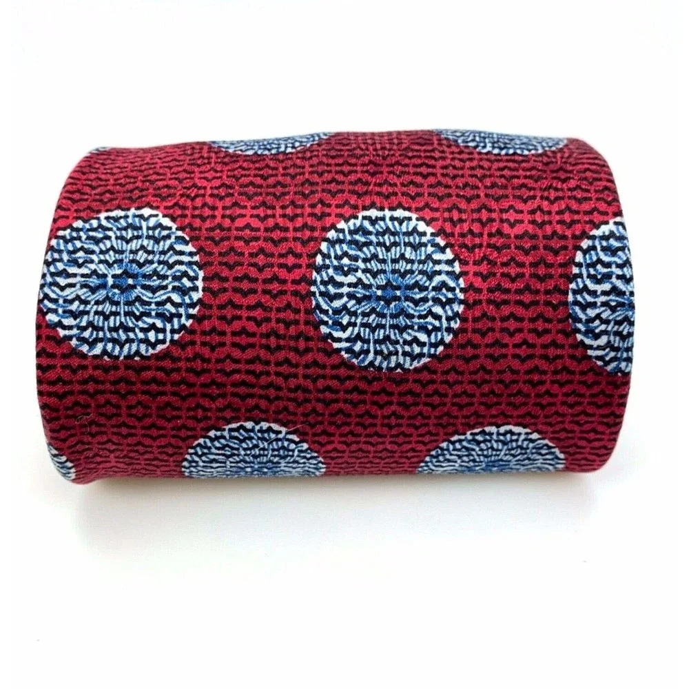Bruno Piattelli Tie Purse Silk Burgundy Red Blue Circles Map Pin up Necktie